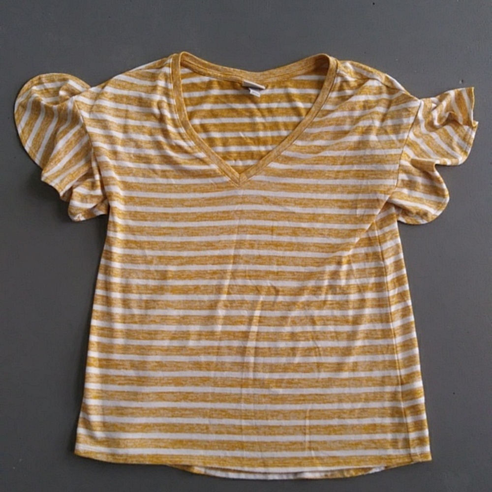 Target a new day Yellow and White Striped Flutter Sleeve Knit Top